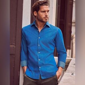 Tommy Hilfiger Men’s Slim Fit Stretch‎ Jean Button Down Size M